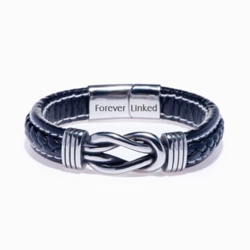 TO MY SON “A BOND THAT CAN’T BE BROKEN” LEATHER BRAIDED BRACELET